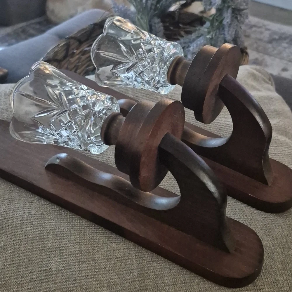 Vintage MCM Wood Wall Candle Holder Sconces Votive Cups
